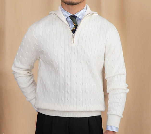 Men's Half-Zip Sweater Cable Knit
