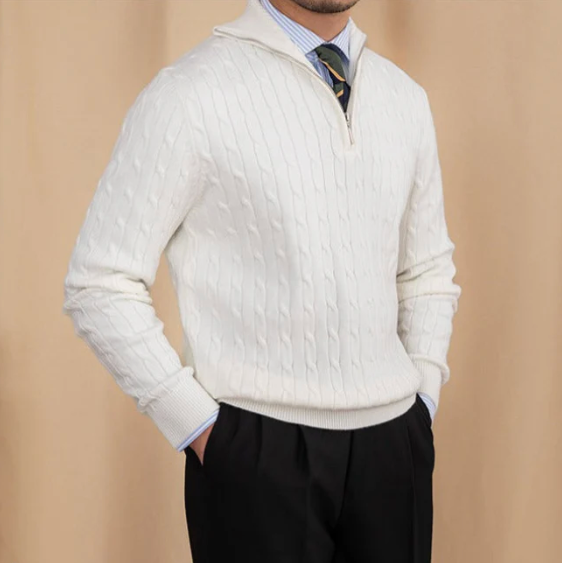 Men's Half-Zip Sweater Cable Knit