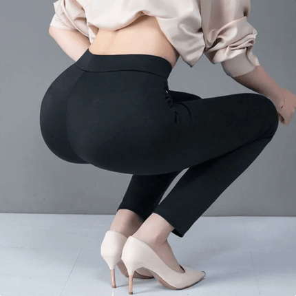 Women's High-Waisted Stretch Leggings with Faux Pocket Detail