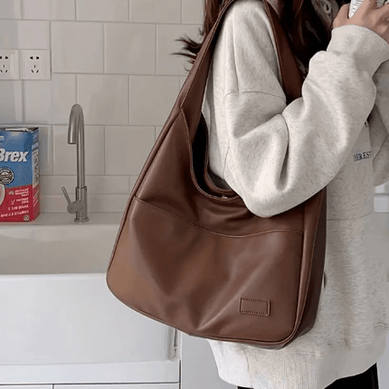 Women's Leather Handbag Brown and Black with Adjustable Shoulder Strap - northernnomad