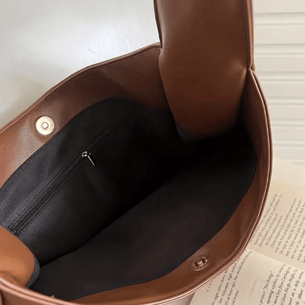 Women's Leather Handbag Brown and Black with Adjustable Shoulder Strap - northernnomad