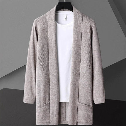 Men's Slim Fit Cardigan Sweater Knit Open Front Long Sleeve with Pockets