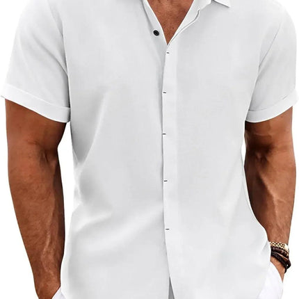 The Milo Short Sleeve Cotton-Linen Shirt | Lightweight Pullover for Casual Summer Comfort - northernnomad