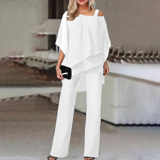 Women's Cold Shoulder 2-Piece Set - Flowy Style