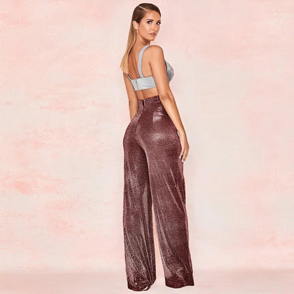 Women's Wide-Leg Trousers Metallic Shimmer