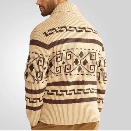 Men's Wool Knit Cardigan Sweater Slim Fit Zipper Front