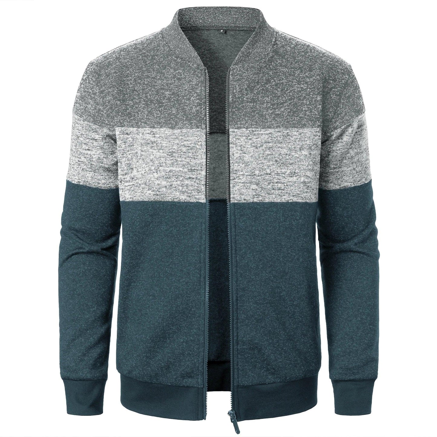 Strix Stand Collar Knit Jacket | Autumn Streetwear with Zipper Closure & Striped Pattern