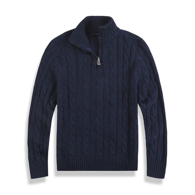 Men's Half-Zip Sweater High-Quality Cotton