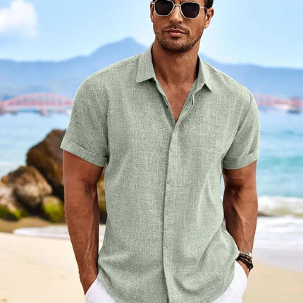 The Milo Short Sleeve Cotton-Linen Shirt | Lightweight Pullover for Casual Summer Comfort - northernnomad