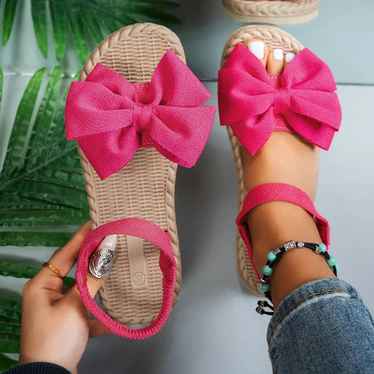 Women's Flat Sandals Bow Tie Design