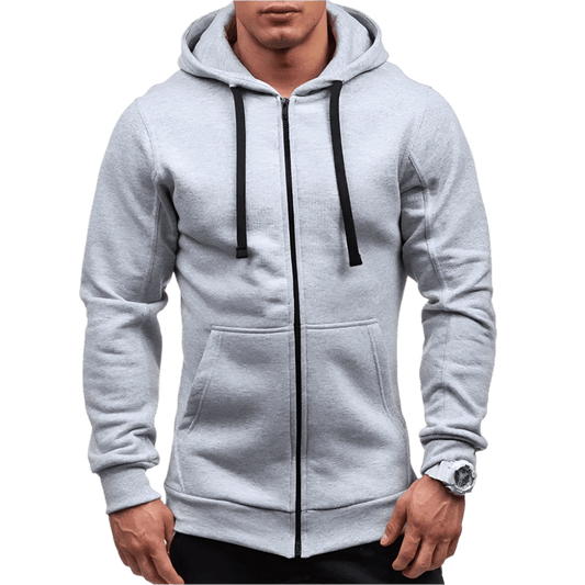 Karnix Zip Hoodie Jacket | Lightweight Solid Color Hooded Sweatshirt for Men