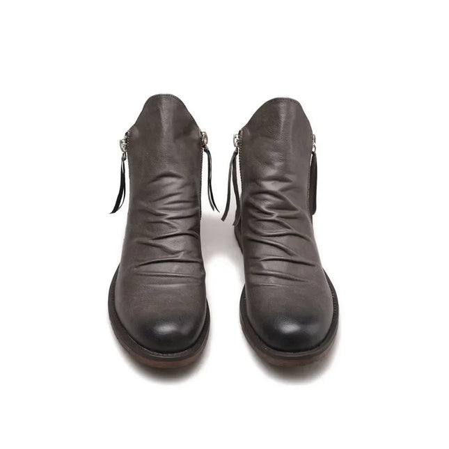 Men’s Chelsea Boots Leather-Look Side Zipper Ankle Height