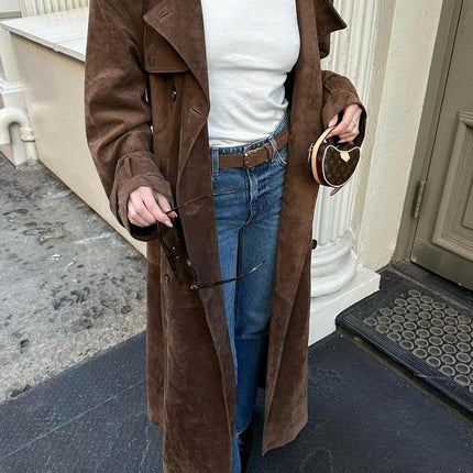 Women's Suede Trench Coat Stylish