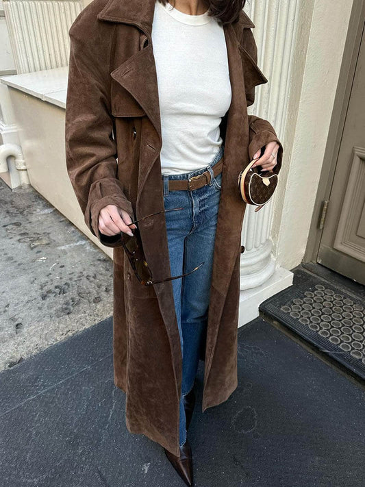 Women's Suede Trench Coat Stylish