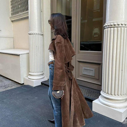 Women's Suede Trench Coat Stylish