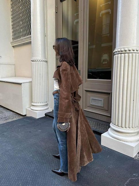 Women's Suede Trench Coat Stylish