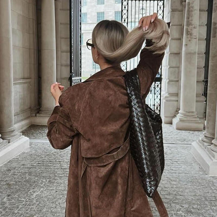 Women's Suede Trench Coat Stylish