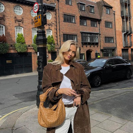 Women's Suede Trench Coat Stylish