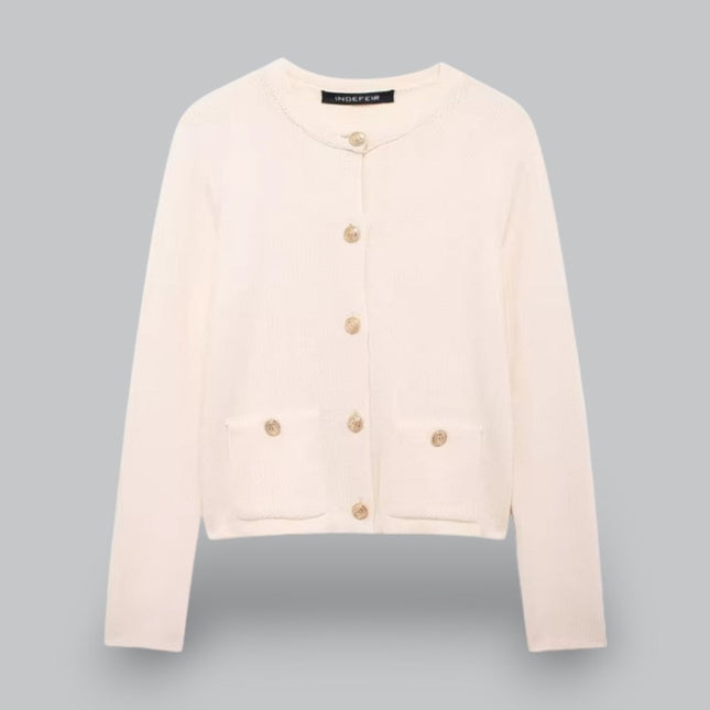 Women's Knit Cardigan with Gold Buttons