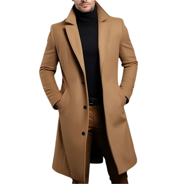 Men's Mid Length Coat Wool Blend