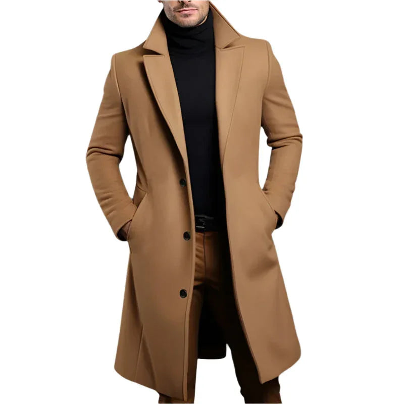 Men's Mid Length Coat Wool Blend