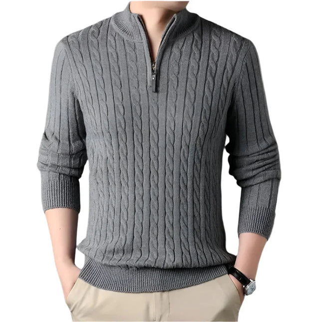 Men's Cable-Knit Quarter Zip Jumper
