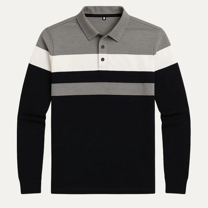 Men’s Long Sleeve Polo Shirt Striped Design