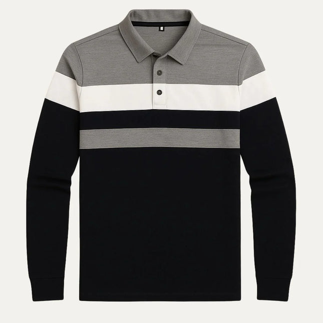 Men’s Long Sleeve Polo Shirt Striped Design