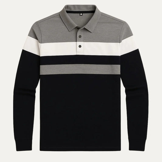 Men’s Long Sleeve Polo Shirt Striped Design