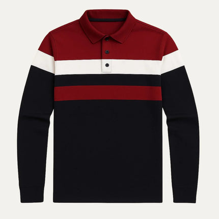 Men’s Long Sleeve Polo Shirt Striped Design