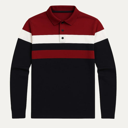 Men’s Long Sleeve Polo Shirt Striped Design