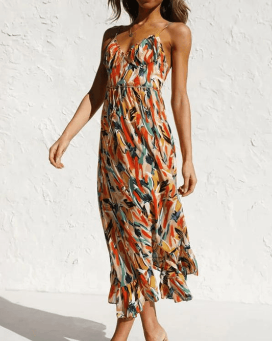 Women's Floral Midi Dress Lightweight