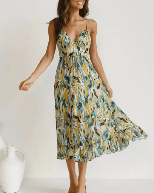 Women's Floral Midi Dress Lightweight