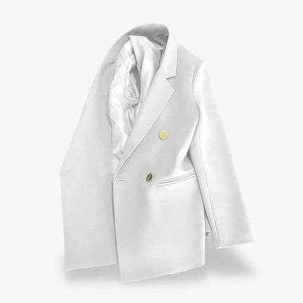 Women's Double-Breasted Blazer Formal Jacket