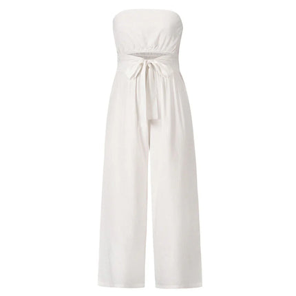Women's Strapless Jumpsuit with Elastic Waist