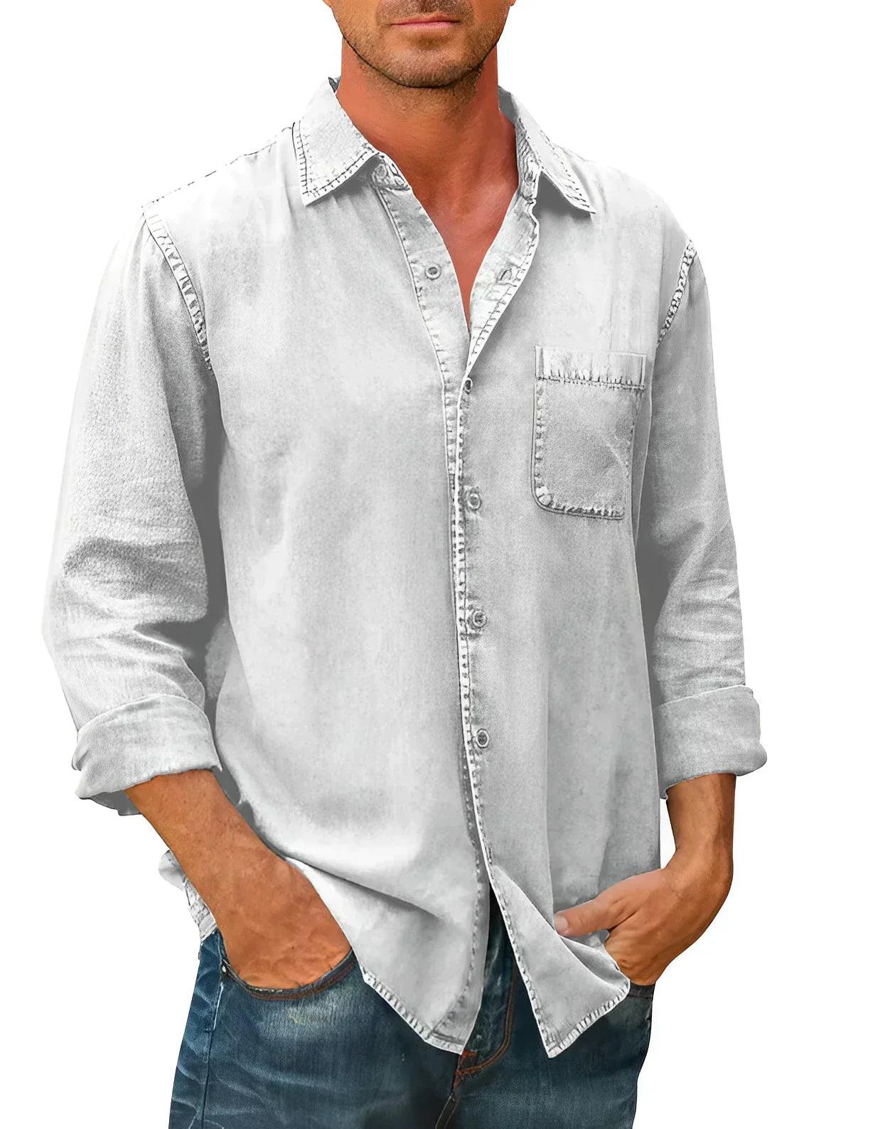 Men's Casual Long-Sleeve Shirt Cotton