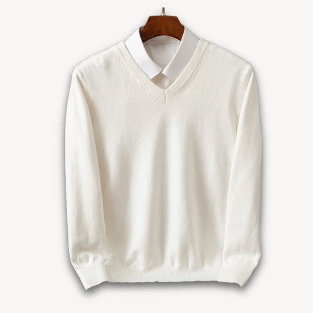 Men's V-Neck Cashmere Sweater - Slim Fit, Soft & Lightweight, Casual & Formal Wear