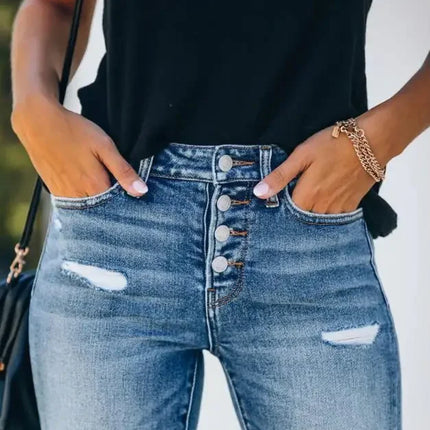 Women's Ripped Slim Fit Denim Jeans