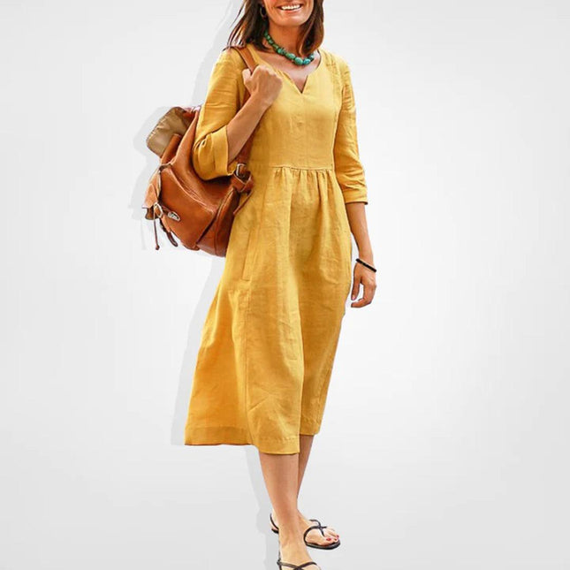 Women's Casual Midi Dress Lightweight Breathable Fabric Soft Pink