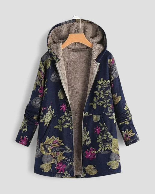 Women's Floral Fleece Jacket with Hood
