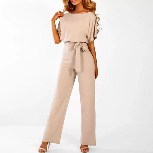 Women's Belted Jumpsuit Elegant Chic Style