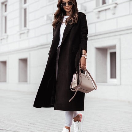 Women's Wool Coat with Belted Design