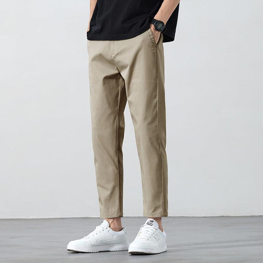DriftEase Men’s Summer Cropped Pants | Lightweight Casual Cotton Mid-Waist Trousers
