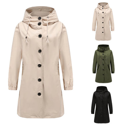 Women's Hooded Trench Coat Lightweight Stylish