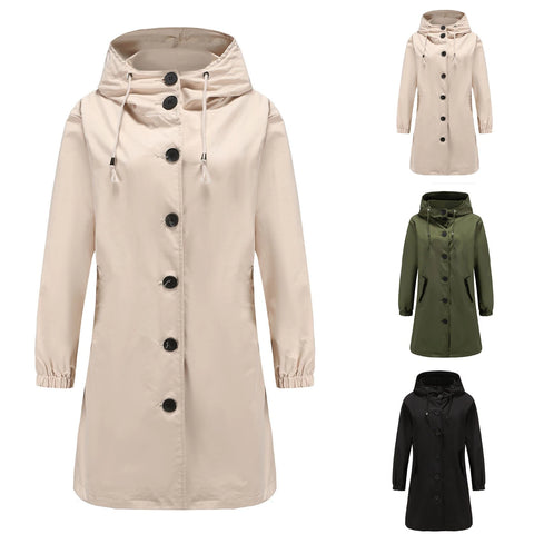 Women's Hooded Trench Coat Lightweight Stylish