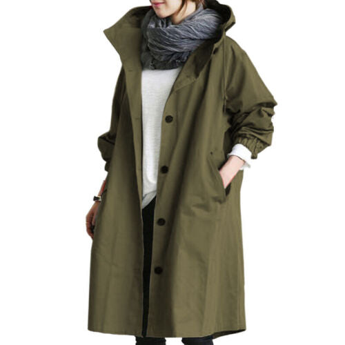 Women's Hooded Trench Coat Lightweight Stylish