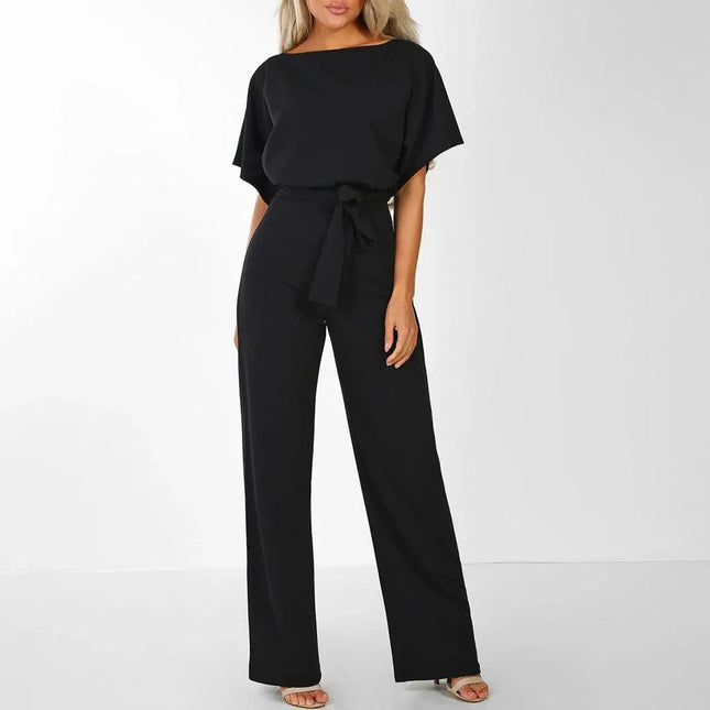 Women's Belted Jumpsuit Elegant Chic Style