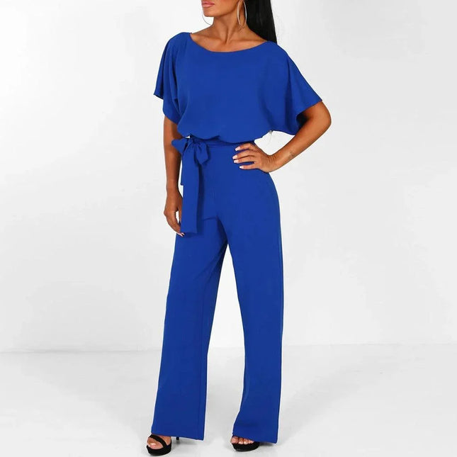 Women's Belted Jumpsuit Elegant Chic Style
