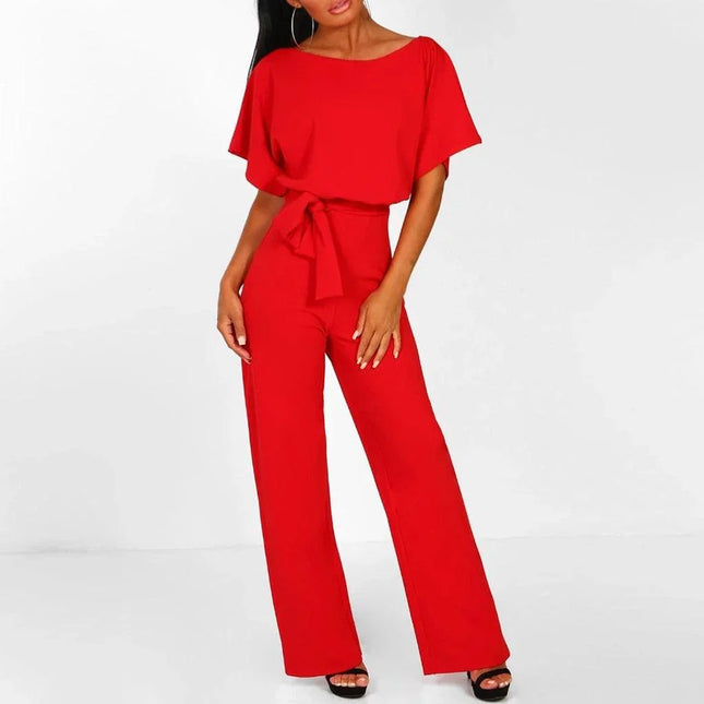 Women's Belted Jumpsuit Elegant Chic Style