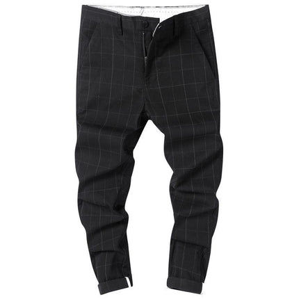 Straton Check Slim Pants | Casual Plaid Straight-Leg Trousers for Men - northernnomad